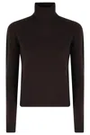 Roberto Collina Woman Turtleneck Dark Brown Size L Merino Wool In Brown