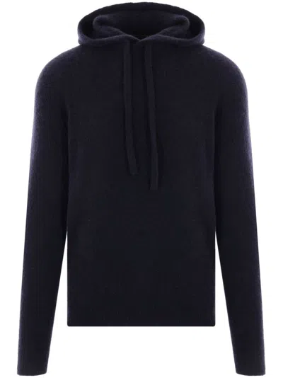 Roberto Collina Knitted Hoodie In Blue