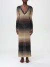 Roberto Collina Women's Black/sand Linen Blend Long Dress | Size Medium | T16033st16s In Black