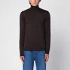 Roberto Collina Black Wool Turtleneck Sweater In Brown