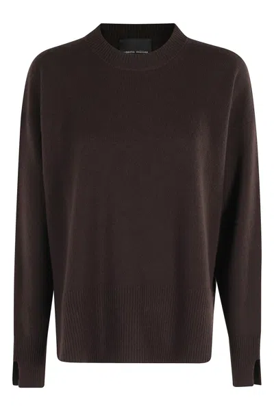 Roberto Collina Ebony Wool Knit Sweater In Brown