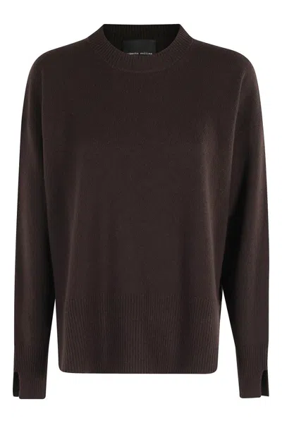 Roberto Collina Wool And Cashmere Crewneck Sweater Clothing In Brown