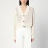 Roberto Collina Ecru Cardigan In Cotton-blend Knit In White