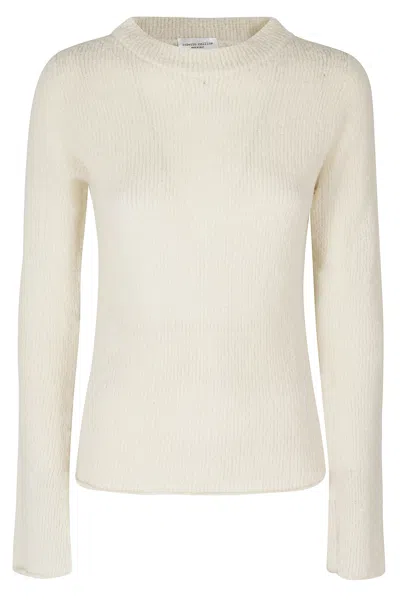 Roberto Collina Ecru High-neck Wool-blend Turtleneck Sweater In White