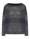 Roberto Collina Striped Long-sleeve Knitted Sweater In Black