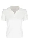 Roberto Collina Ecru Polo V-neck Ribbed-trim Viscose Polo Shirt In White