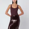 Roberto Collina Eggplant-coloured Wool Tank Top In Brown