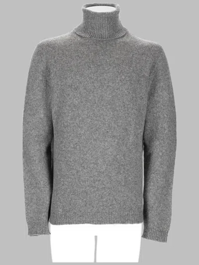 Roberto Collina Turtleneck Sweater Long Sleeves Ribbed Trims In Gray