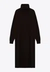 Roberto Collina Brown Cashmere Blend Turtleneck Dress In Brown