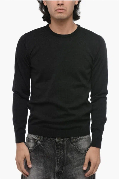 Roberto Collina Extrafine Merinos Wool Crew Neck Sweater In Black