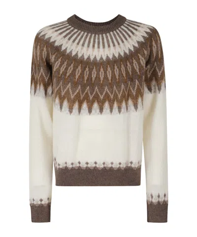 Roberto Collina Fair Isle Knit Sweater In Brown