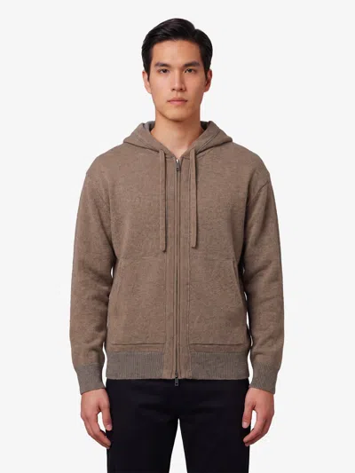 Roberto Collina Felpa Con Zip In Lana Merino Tortora In Brown