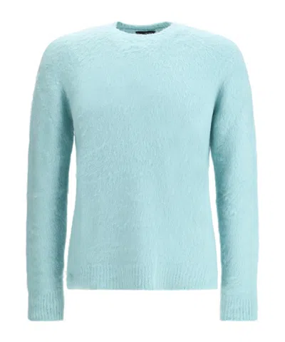 Roberto Collina Felt Effect Knitted Sweater In Blue