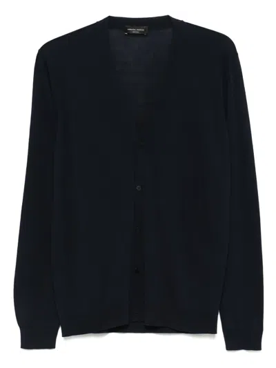 Roberto Collina Fine-knit Cardigan In Blue