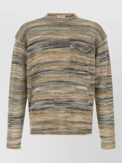 Roberto Collina Knitted Jumper Round Neck Chest Pocket In Brown