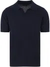 Roberto Collina Buttonless Navy Polo Shirt In Blue
