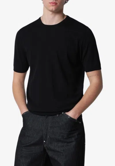 Roberto Collina Fine Knit T-shirt In Black