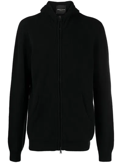 Roberto Collina Fine-ribbed Bomber Jacket In Black
