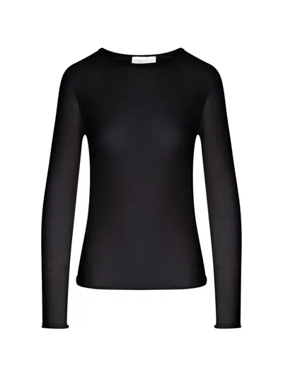 Roberto Collina Fine-knit Long-sleeve Sweater In Black