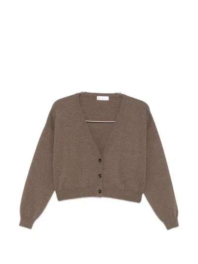 Roberto Collina Fine-knit V-neck Cardigan In Brown