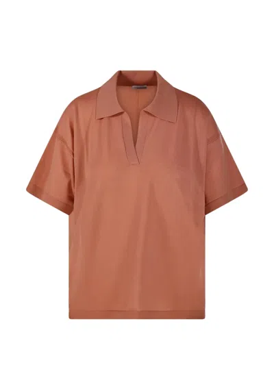 Roberto Collina Fine-knit V-neck T-shirt In Brown