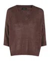 Roberto Collina V-neck Half-sleeve Sweater In Brown