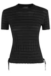 Roberto Collina Fitted Black T-shirt With Adjustable Hem Ties