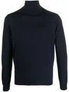 Roberto Collina Fitted Merino Wool Turtleneck Sweater In Blue