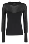 Roberto Collina Fitted Long Sleeve Bustier With Round Neckline In Black