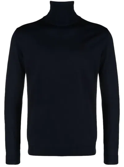 Roberto Collina Fitted Merino Wool Turtleneck Sweater In Black