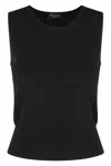 Roberto Collina White Cotton Blend Crew-neck Tank Top In Black