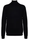 Roberto Collina Fitted Turtleneck Merino Wool Sweater In Black