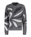 Roberto Collina Flower Inlay Crewneck Sweater In Gray