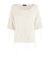 Roberto Collina Cropped Ecru Knit Top With Fringed Detailing In White