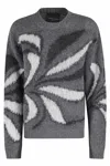 Roberto Collina Flower Inlay Crewneck Sweater In Gray