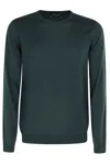 Roberto Collina Bottle Green Merino Wool Crew-neck Sweater In Green