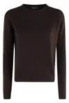 Roberto Collina Wool And Cashmere Crewneck Sweater Clothing In Brown