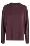 Roberto Collina Bordeaux Crew Neck Sweater With Side Slits In Burgundy