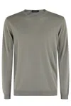 Roberto Collina Crew-neck Military Green Sweater With Ribbed Cuffs In Army