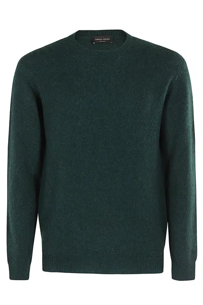 Roberto Collina Girocollo ml Lana Baby Camel In Green