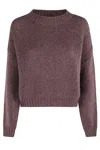 Roberto Collina Bordeaux Crew Neck Sweater In Textured Knit In Purple