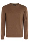 Roberto Collina Ribbed Crew Neck Sweater With Long Sleeves In Brown