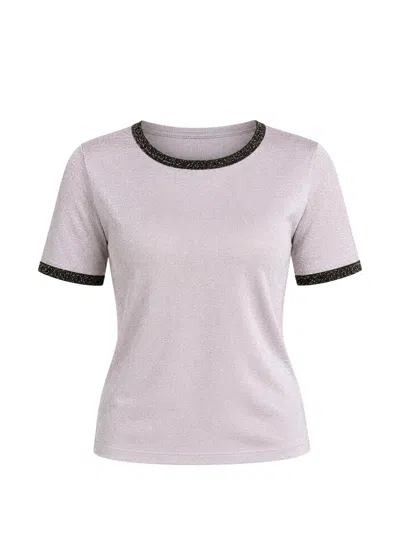 Roberto Collina Glitter-trim Short-sleeve T-shirt In Gray