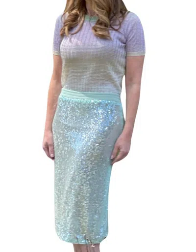 Roberto Collina Gonna Paillettes Skirt Menta S24 In Light Blue
