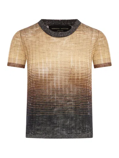 Roberto Collina Gradient Knit T In Brown