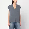 Roberto Collina Oversized Ribbed Wool Vest In Gray