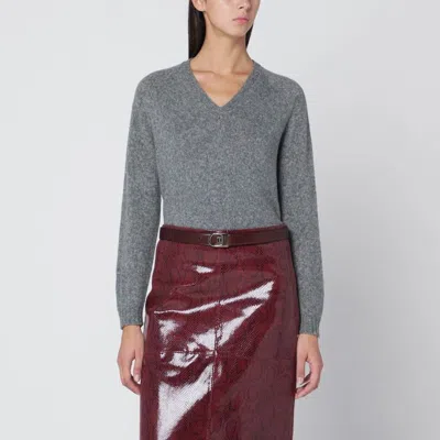 ROBERTO COLLINA ROBERTO COLLINA  GRAY WOOL V-NECK SWEATER