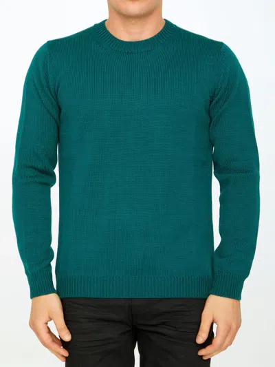 Roberto Collina Green Merino Wool Sweater In Blue
