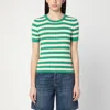 Roberto Collina Striped Knit Top In Green