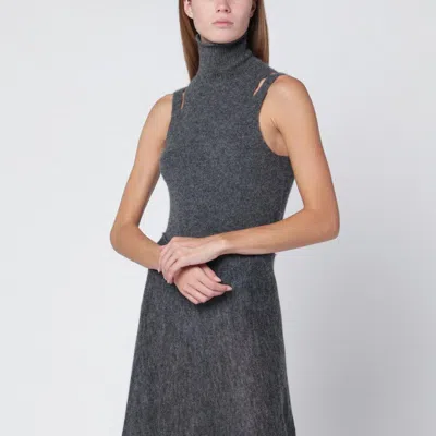 Roberto Collina Grey Cashmere Blend Turtleneck Top In Gray